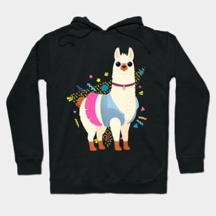 Cool Retro 80_s 90_s Llama Alpaca Hoodie